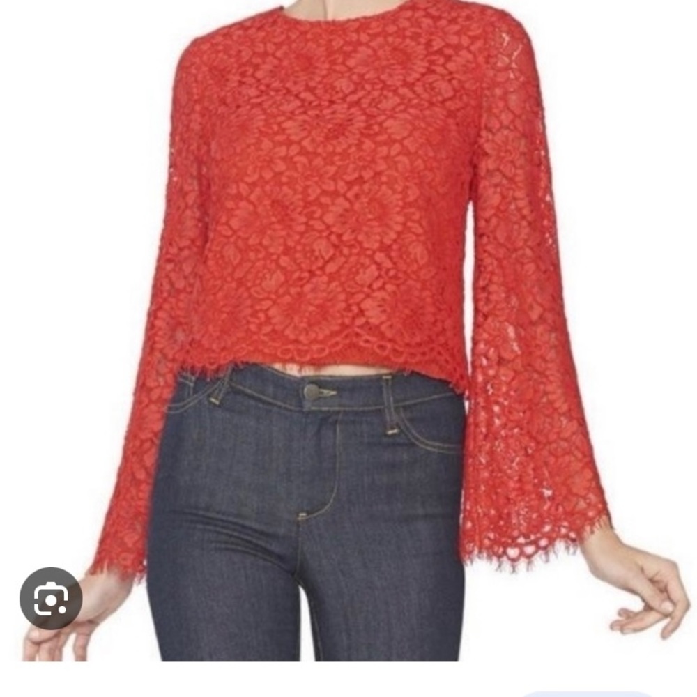 ALICE + OLIVIA FLORA LACE BLOUSE